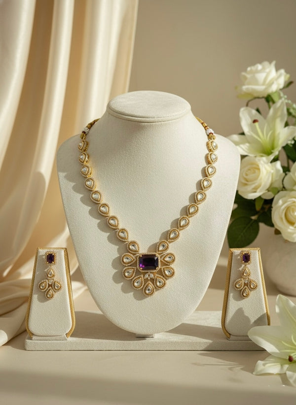 Vira Kundan Necklace (Purple)