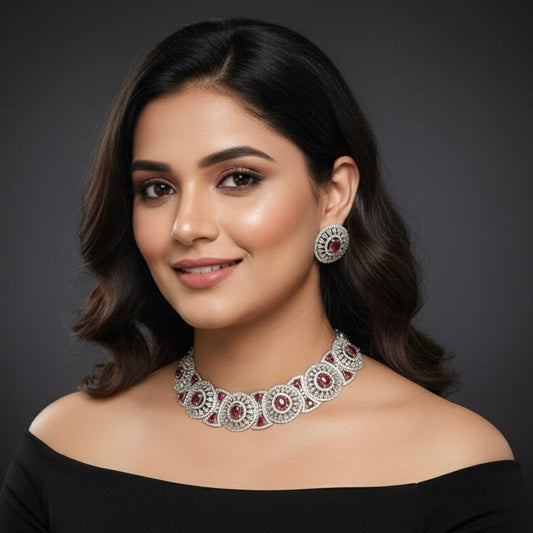 Elira AD Necklace (Dark Pink)