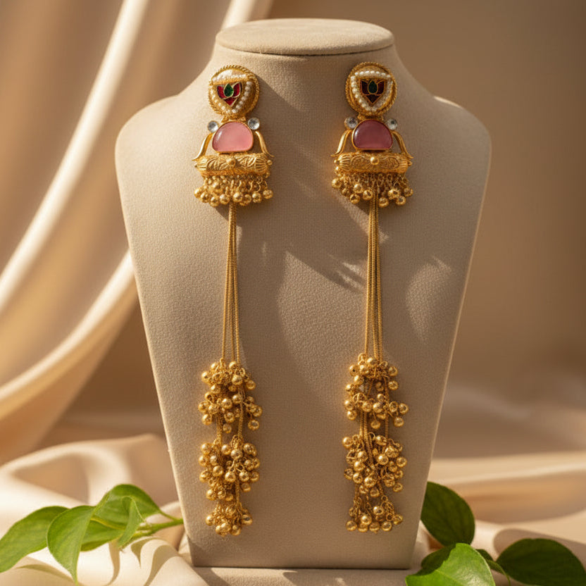 Sima Kashmiri Earrings (Pink)