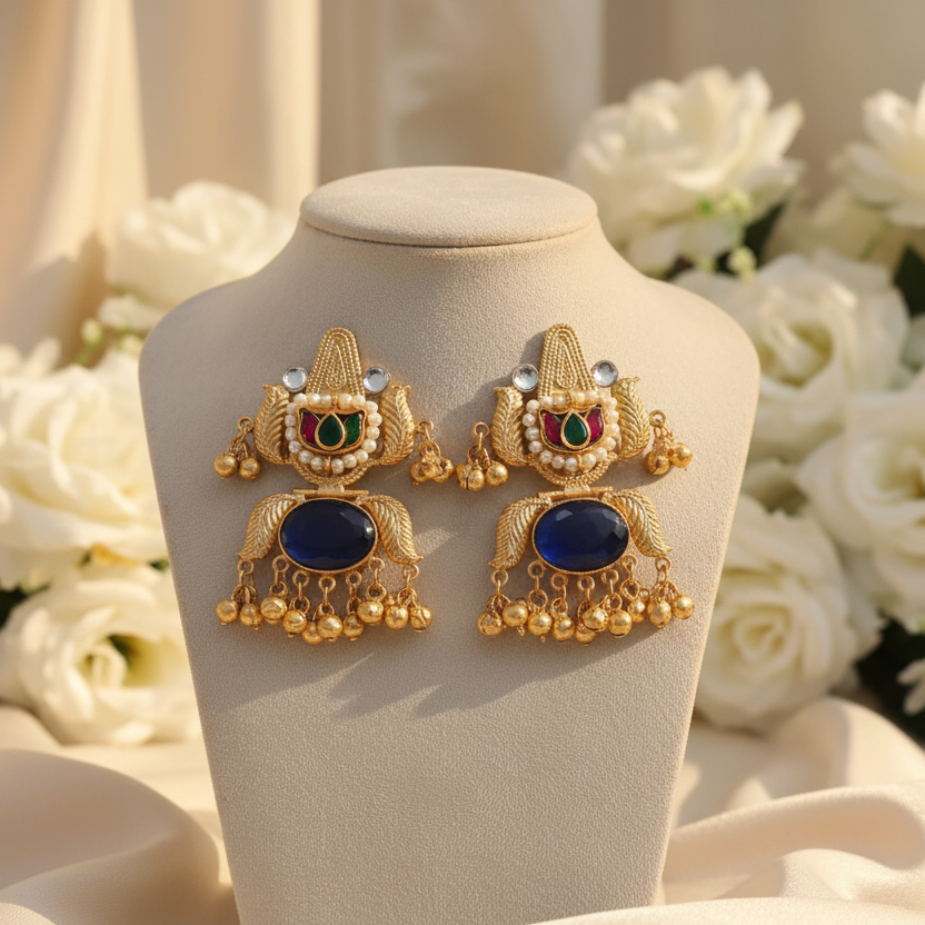 Gulzar Kashmiri Earrings (Blue)