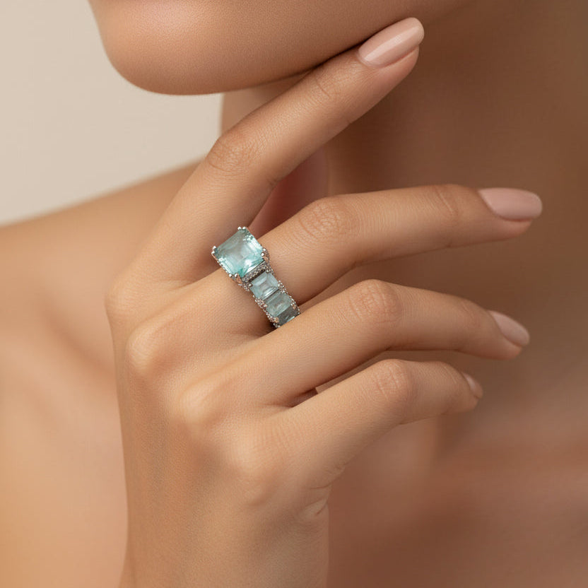 Premium Diamond AD Ring(Mint green)