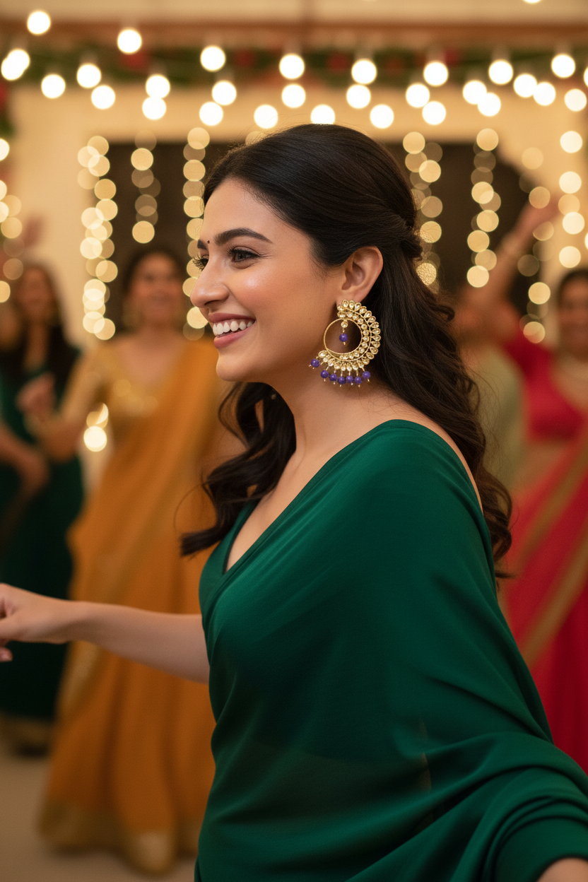 Mohini Kundan Earrings (Purple)