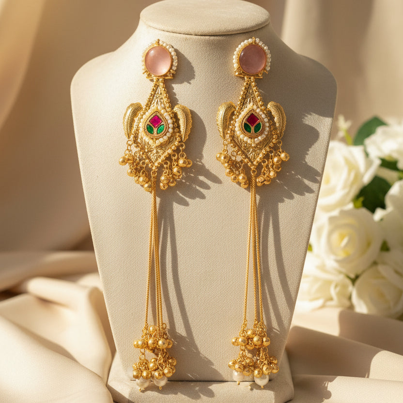 Samira Kashmiri Earrings (Light-Pink)