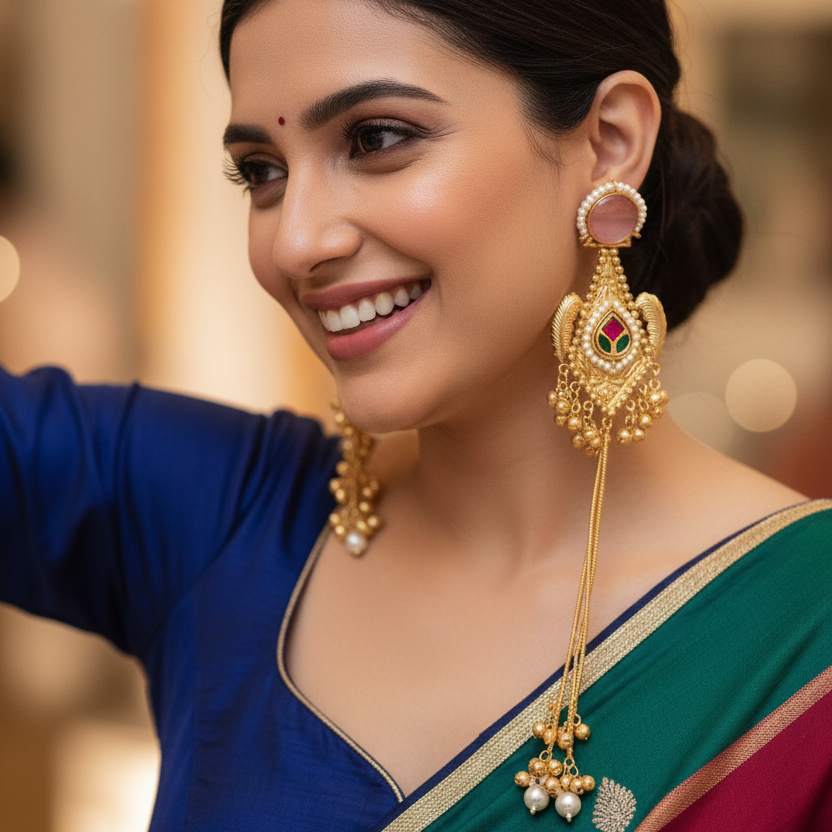 Samira Kashmiri Earrings (Light-Pink)
