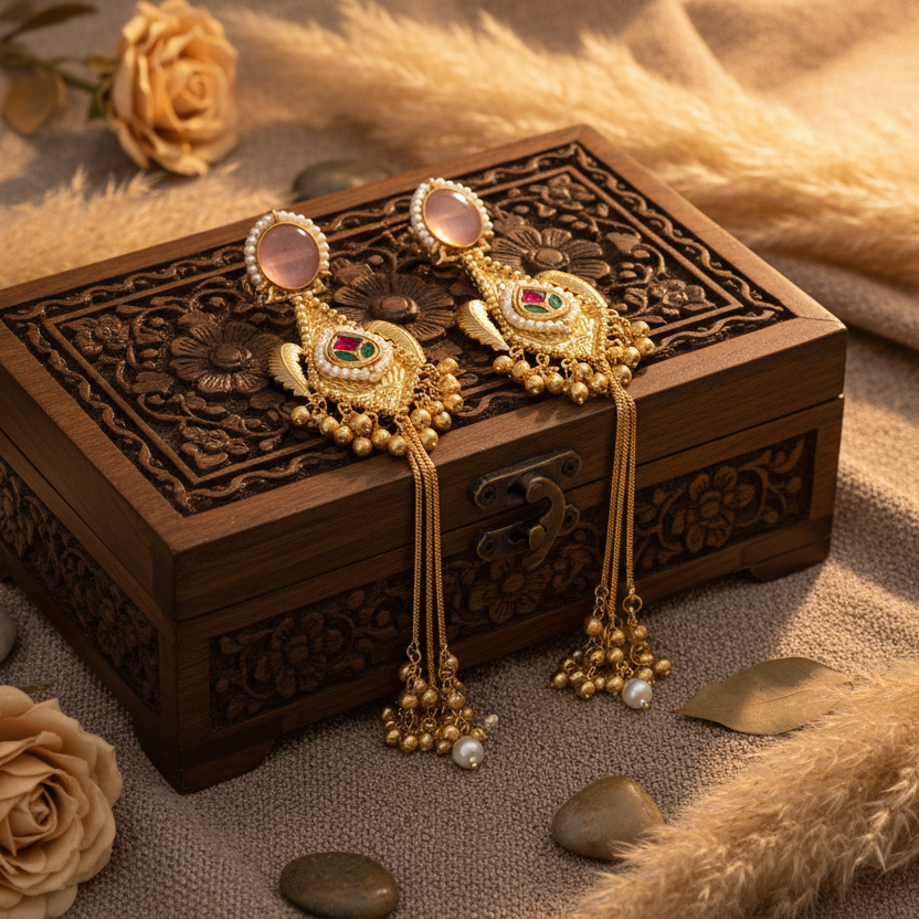 Samira Kashmiri Earrings (Light-Pink)