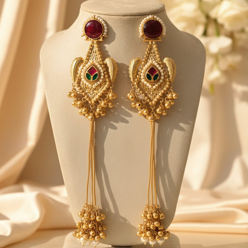 Samira Kashmiri Earrings (Wine)