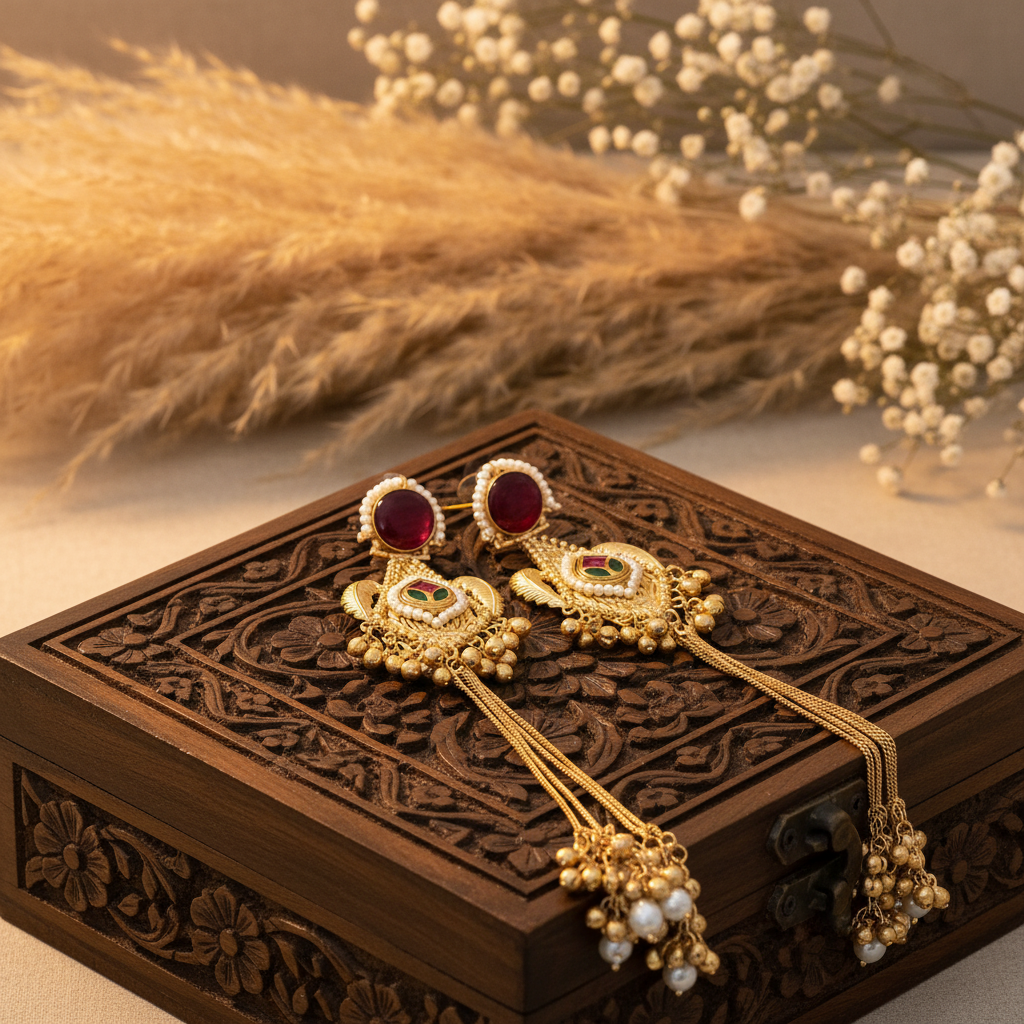 Samira Kashmiri Earrings (Wine)