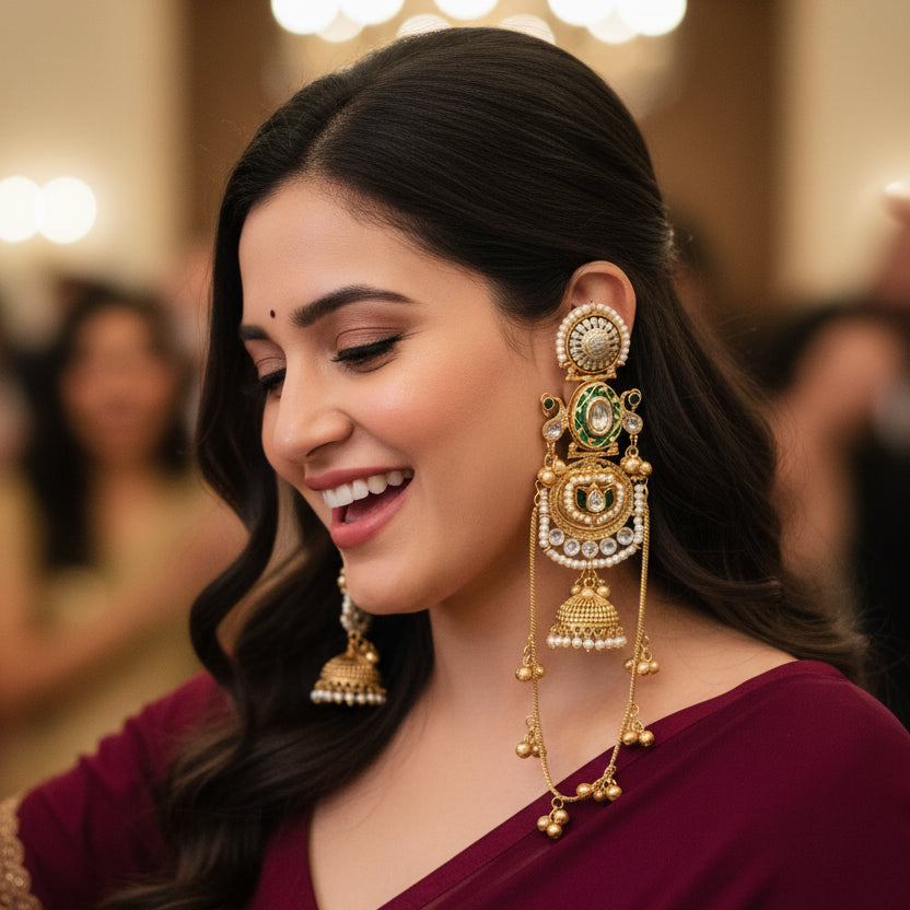 Zarmina Kashmiri Earrings (Green)