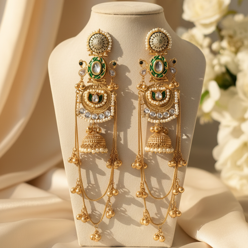 Zarmina Kashmiri Earrings (Green)