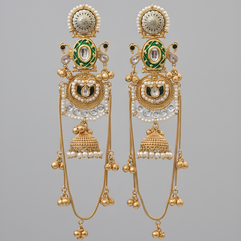 Zarmina Kashmiri Earrings (Green)