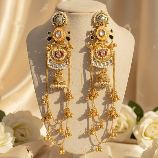 Zarmina Kashmiri Earrings (Peach)