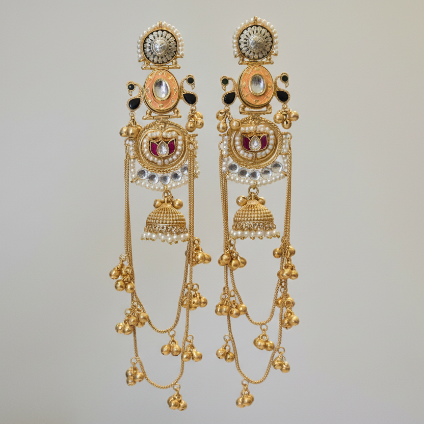 Zarmina Kashmiri Earrings (Peach)