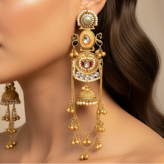 Zarmina Kashmiri Earrings (Peach)