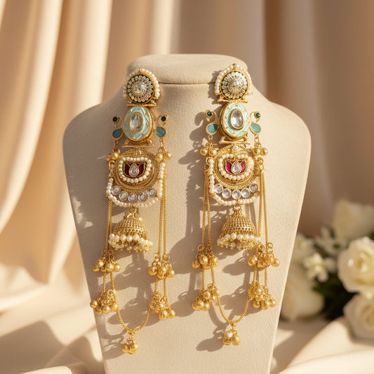 Zarmina Kashmiri Earrings (Blue)