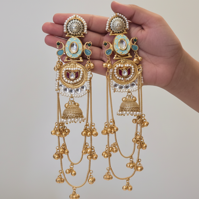 Zarmina Kashmiri Earrings (Blue)