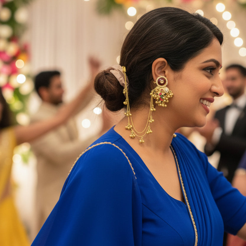 Sita Chain Kashmiri Earrings (Wine)
