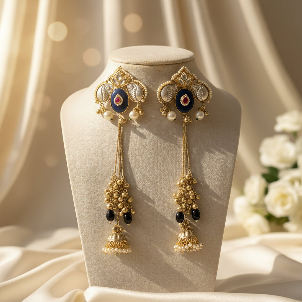 Zariya Kashmiri Earrings (Blue)