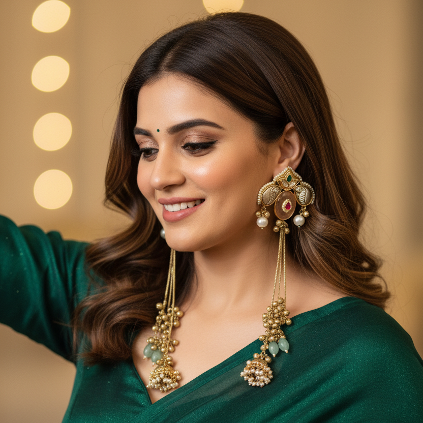 Zariya Kashmiri Earrings (Peach)