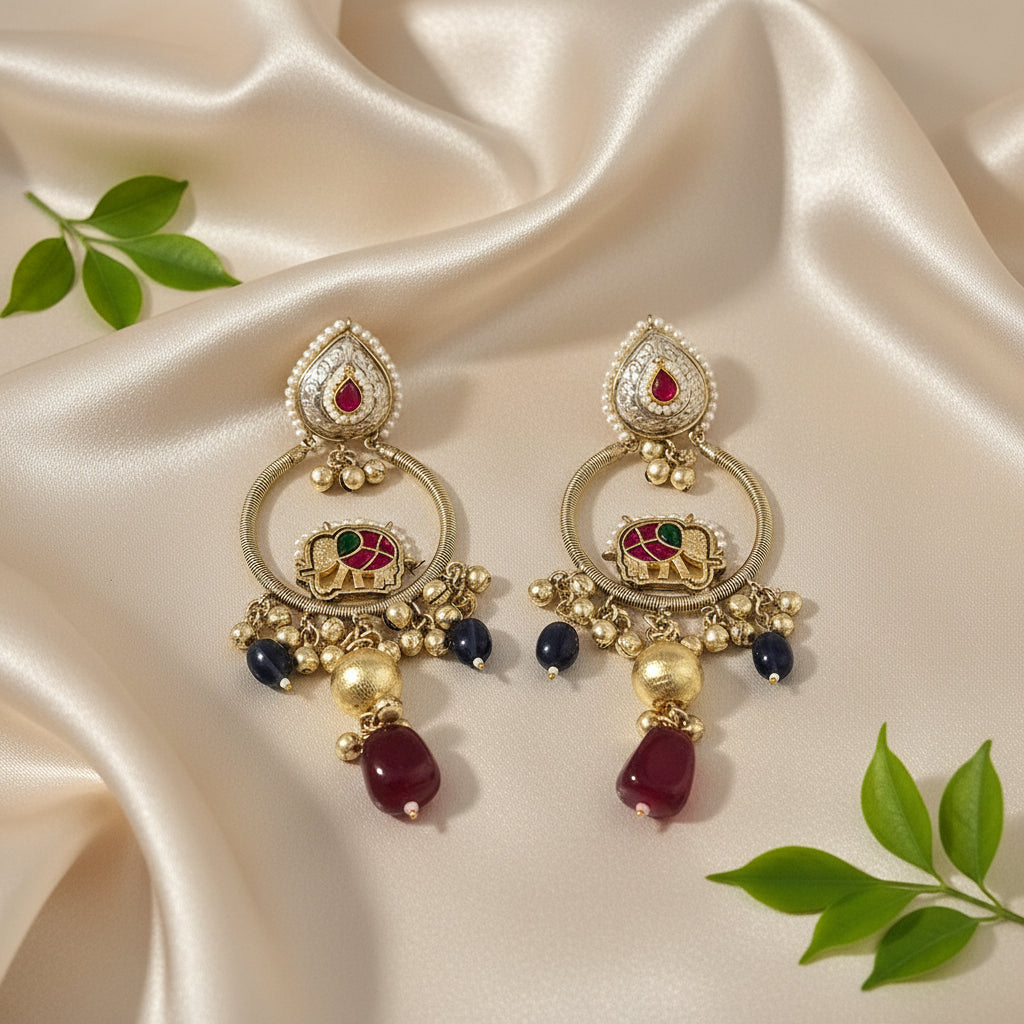Gajraj Earrings (Wine)