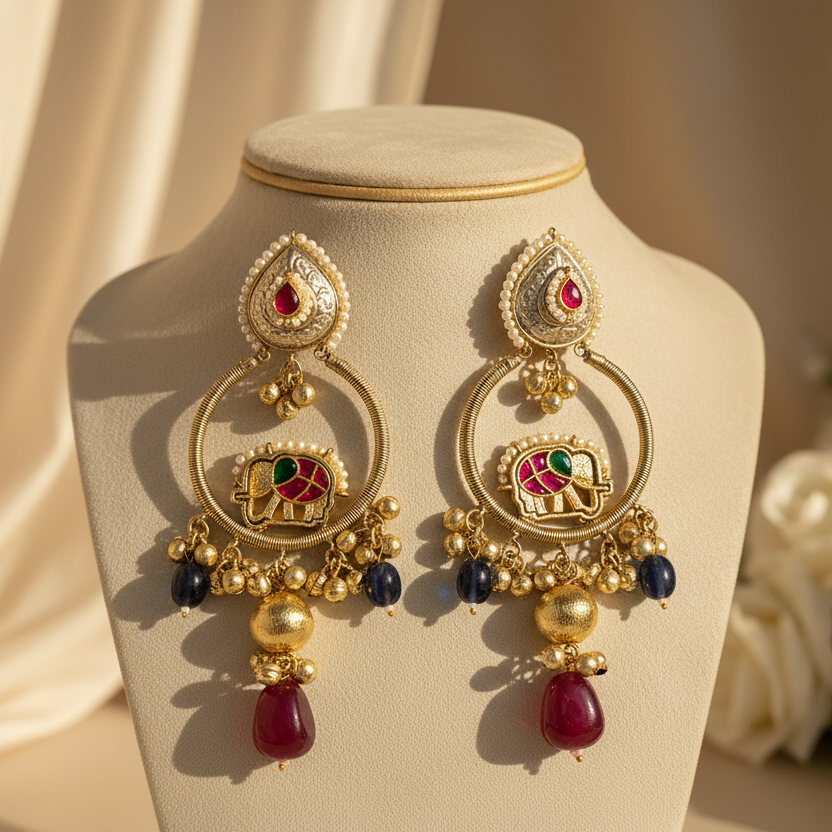 Gajraj Earrings (Wine)