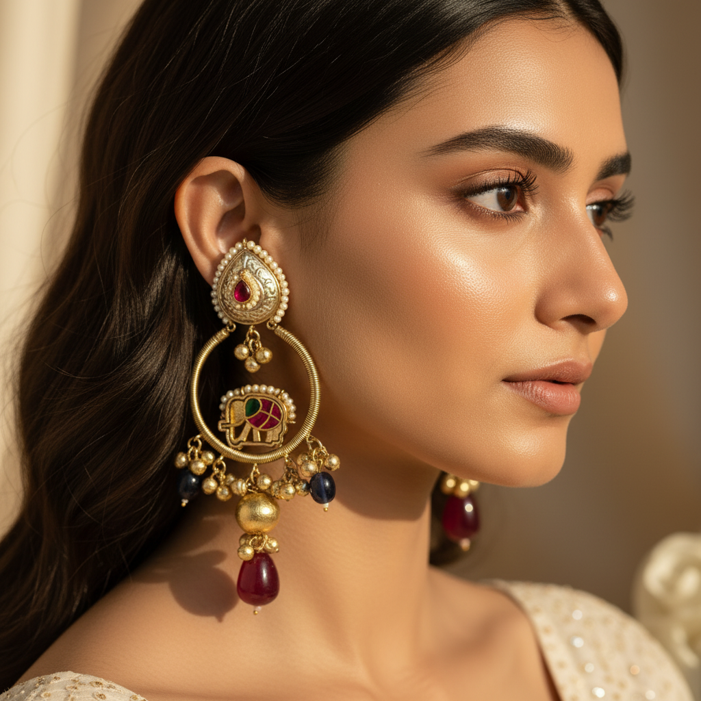 Gajraj Earrings (Wine)
