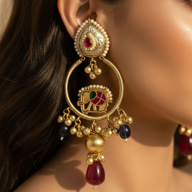 Gajraj Earrings (Wine)