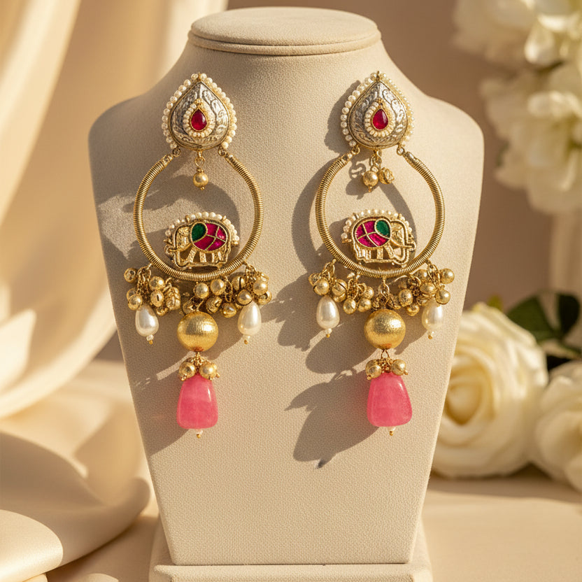 Gajraj Earrings (Pink)