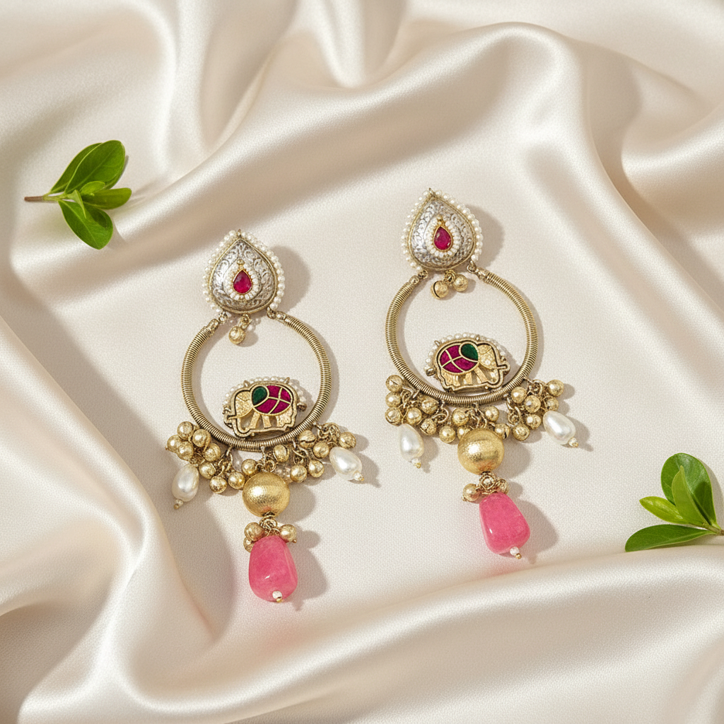 Gajraj Earrings (Pink)