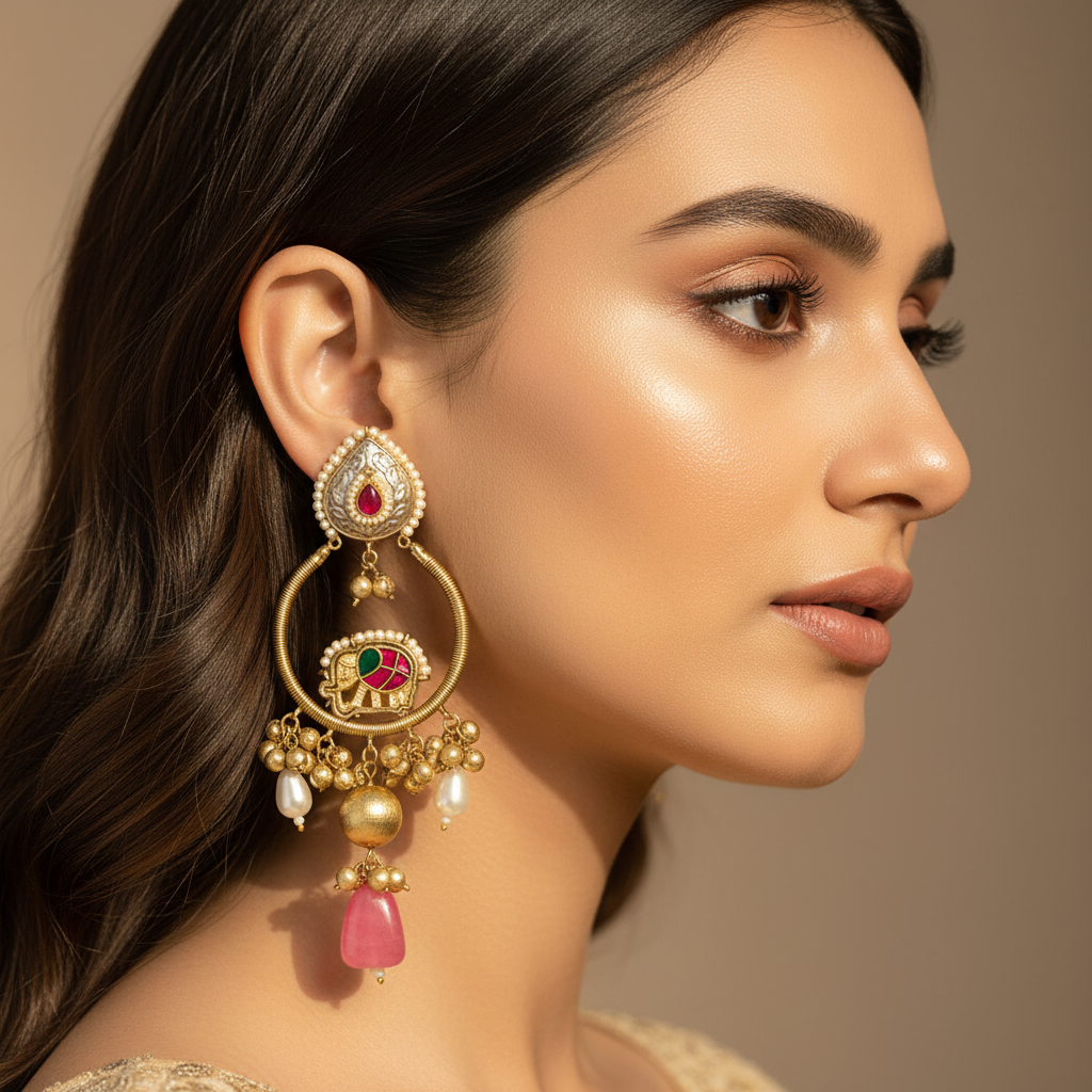 Gajraj Earrings (Pink)