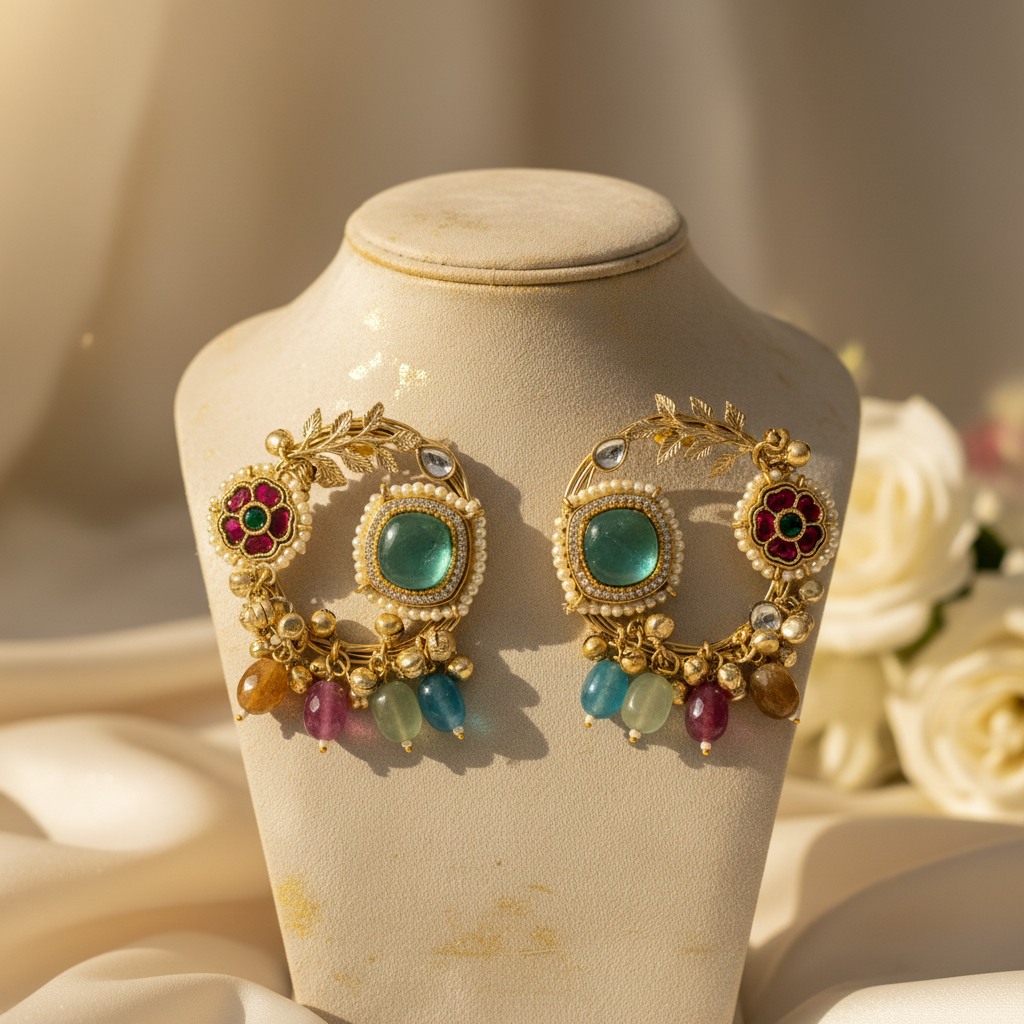 Rangrez Earrings (Sea blue)