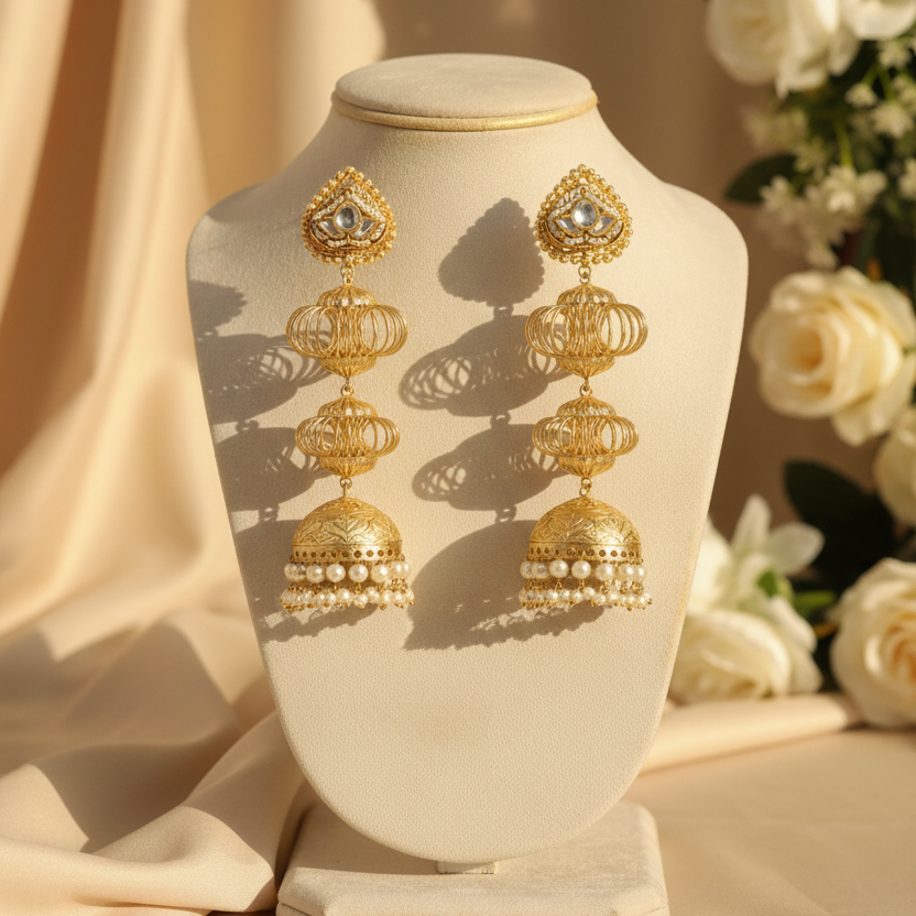 Shehzadi Kashmiri Earrings (White)