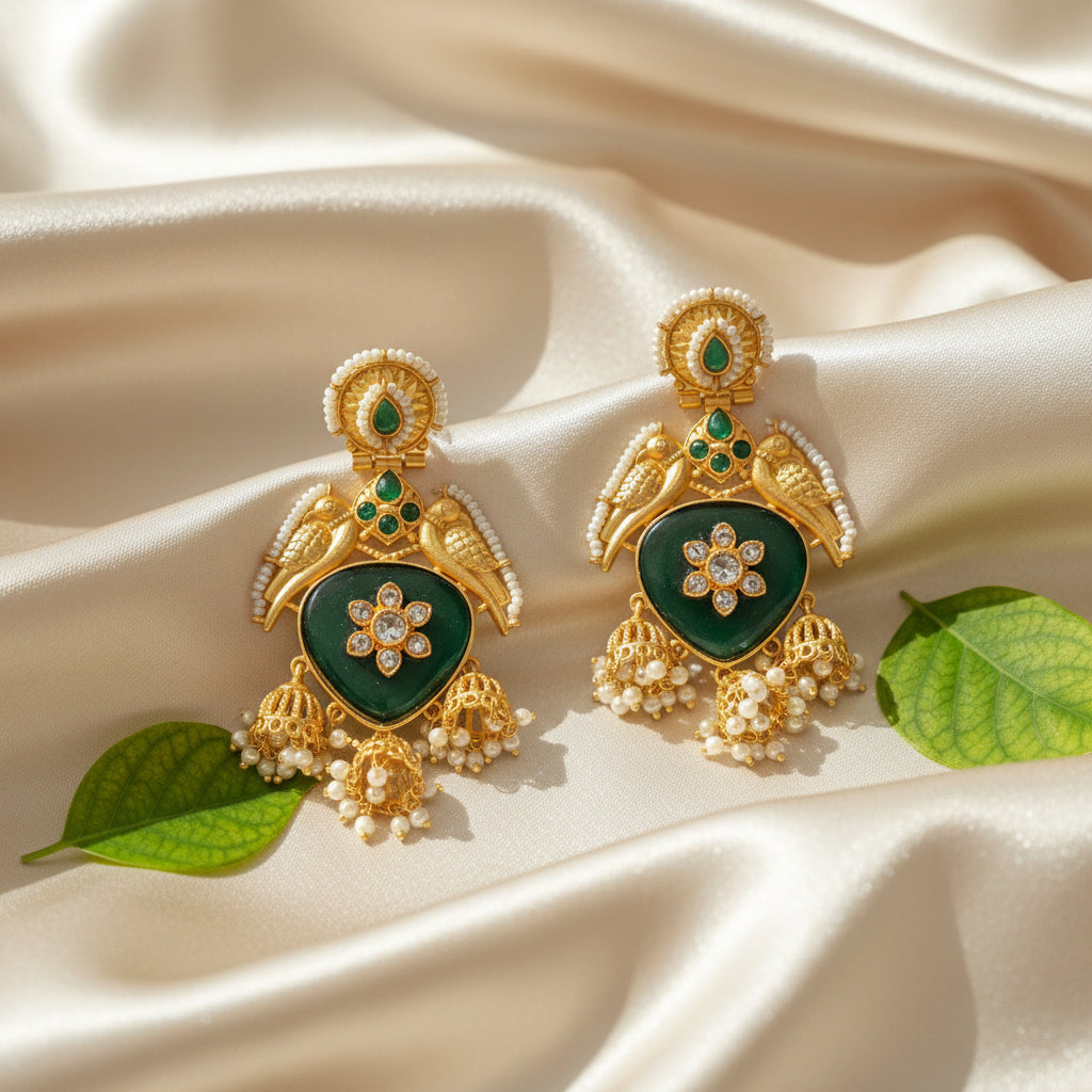 Riya Kashmiri Earrings (Green)