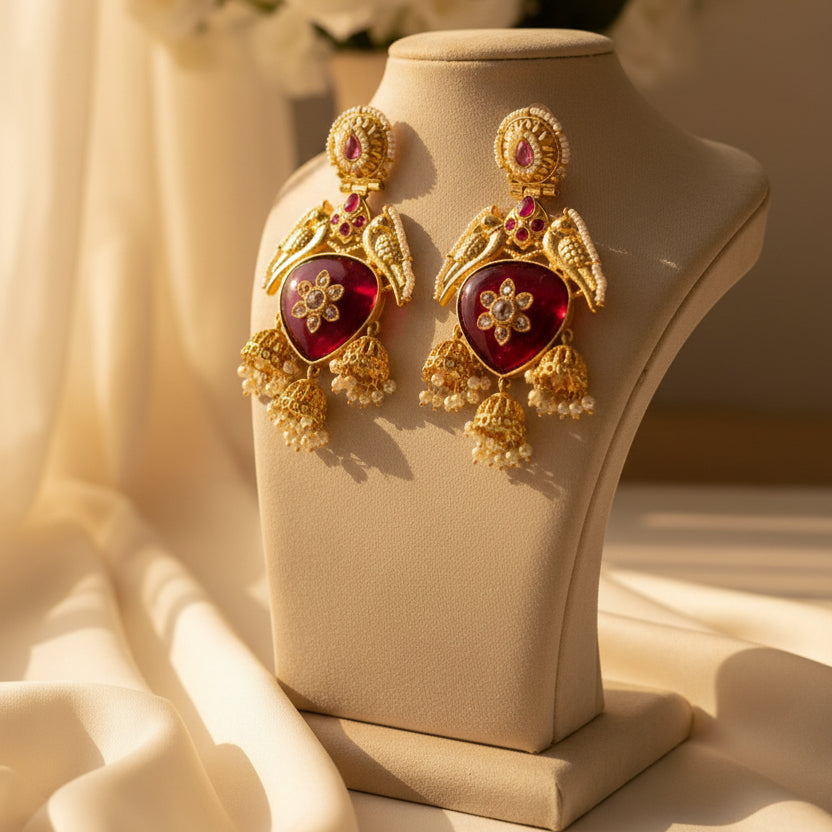 Riya Kashmiri Earrings (Wine)