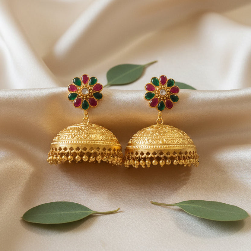 Gul Kashmiri Jhumka (Pink Green)