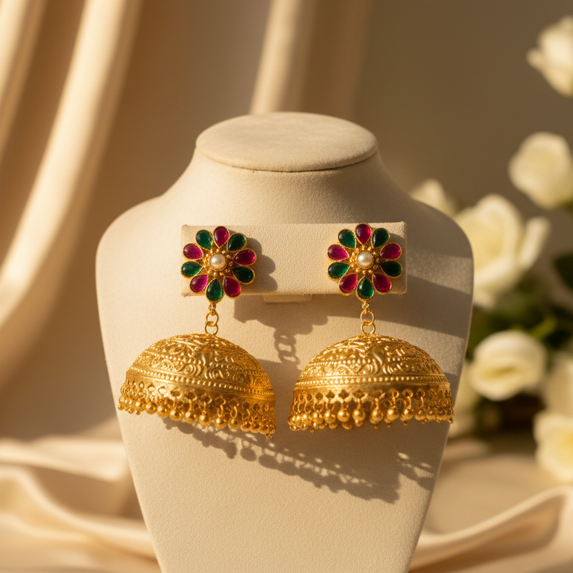 Gul Kashmiri Jhumka (Pink Green)