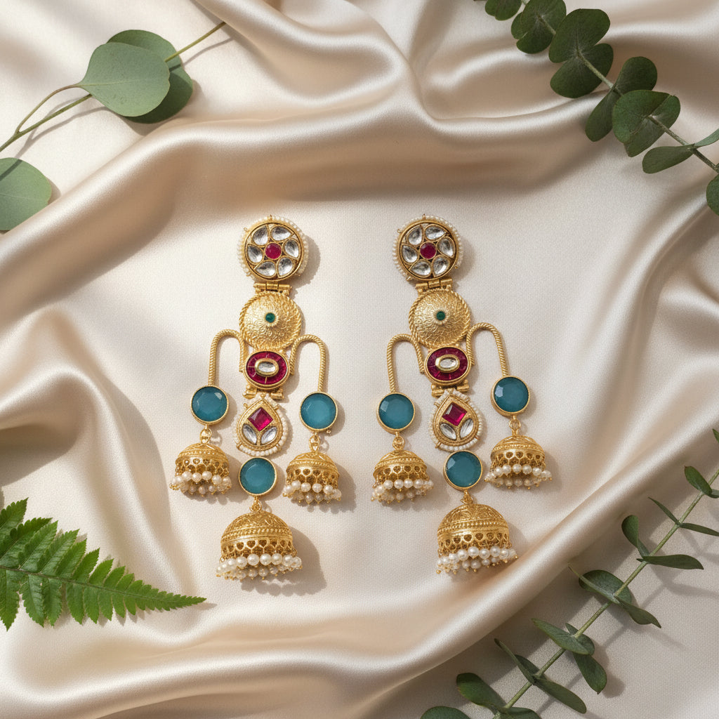 Sia Kashmiri Earrings (Blue)