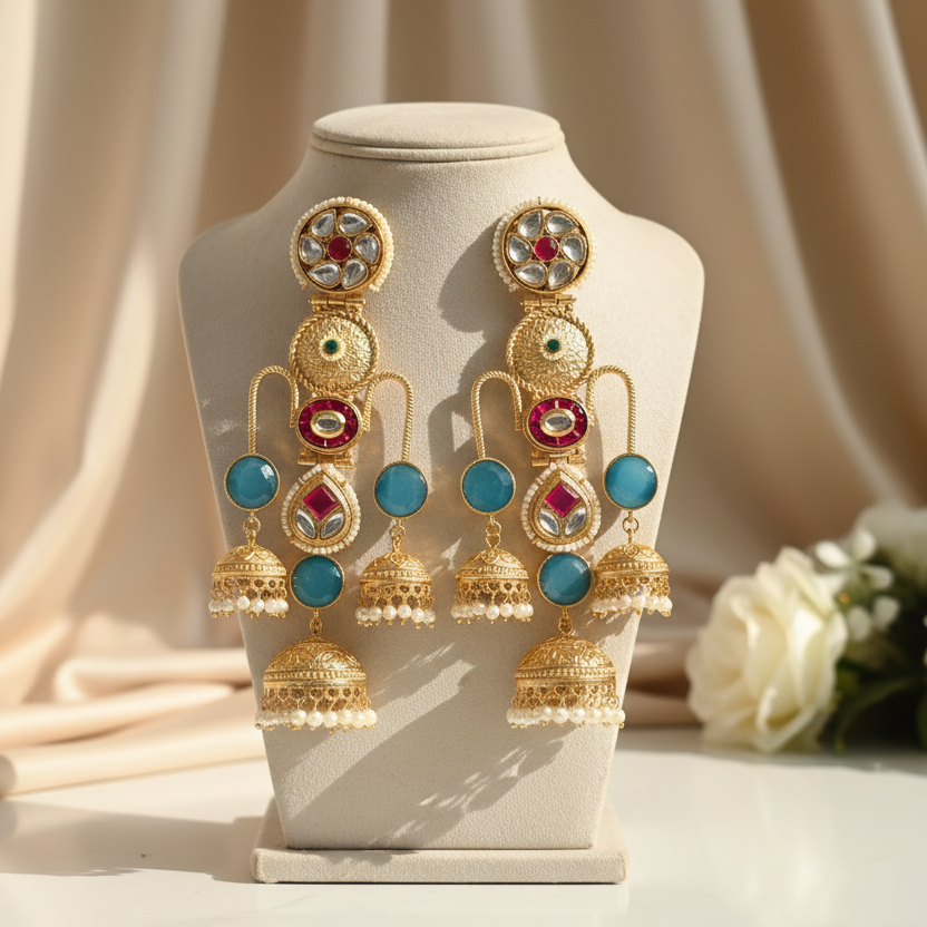 Sia Kashmiri Earrings (Blue)