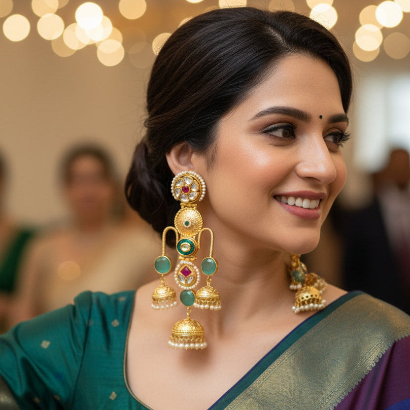 Sia Kashmiri Earrings (Green)