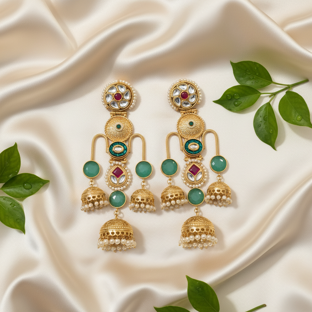 Sia Kashmiri Earrings (Green)