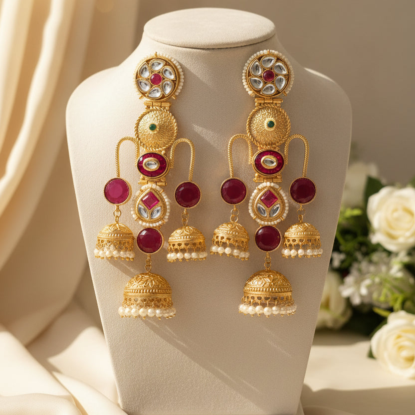 Sia Kashmiri Earrings (Wine)