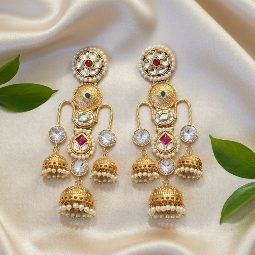 Sia Kashmiri Earrings (White)