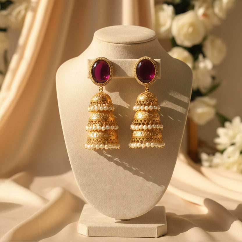 Kiran Kashmiri Jhumka (Wine)