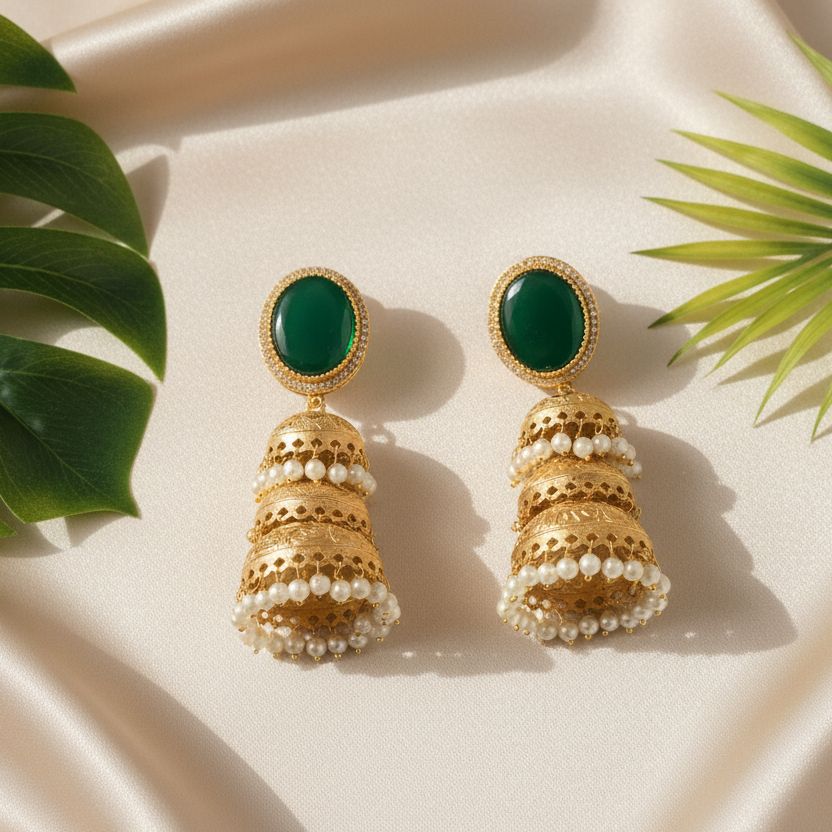 Kiran Kashmiri Jhumka (Green)