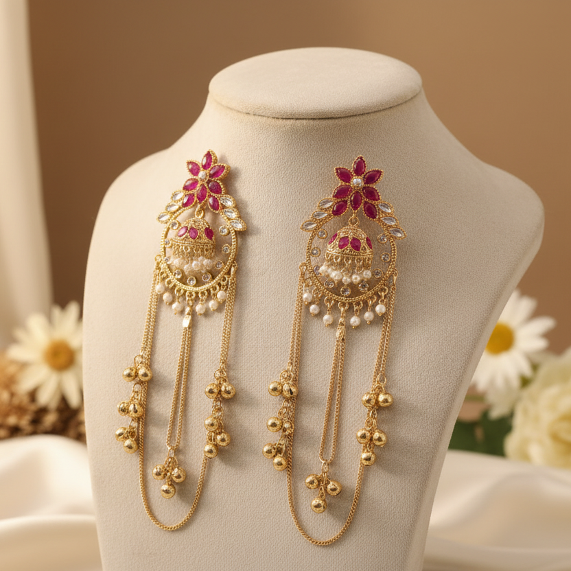 Zoya Kashmiri Earrings (Pink)