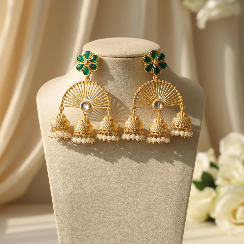 Zalak Kashmiri Jhumkas (Green)