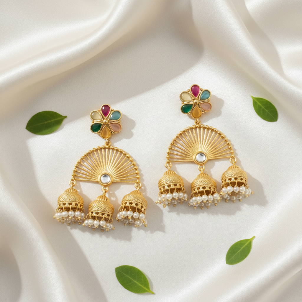 Zalak Kashmiri Jhumkas (Multi-colour)