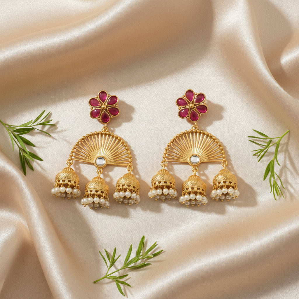 Zalak Kashmiri Jhumkas (Pink)