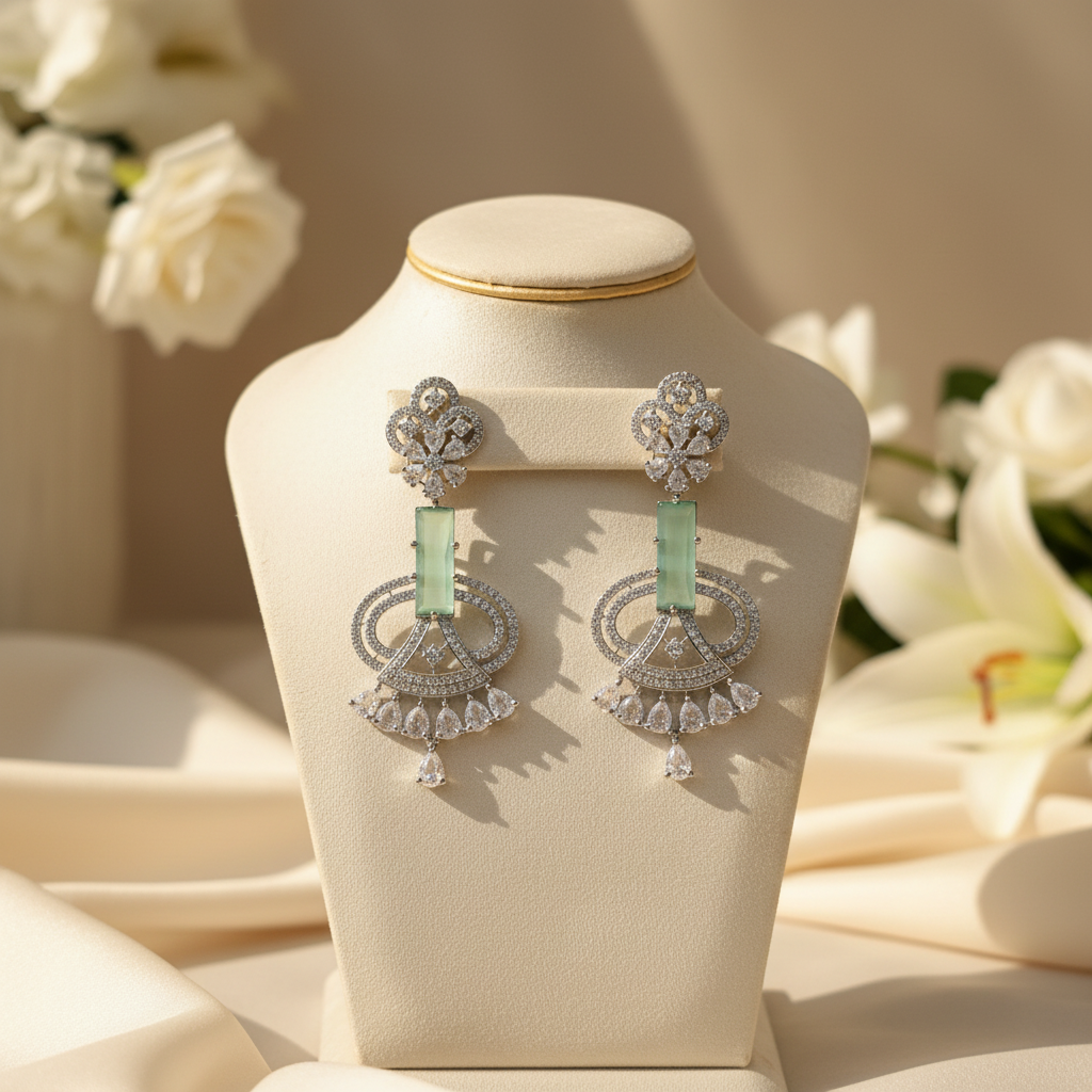 Luxe AD Earrings (Mint Green)