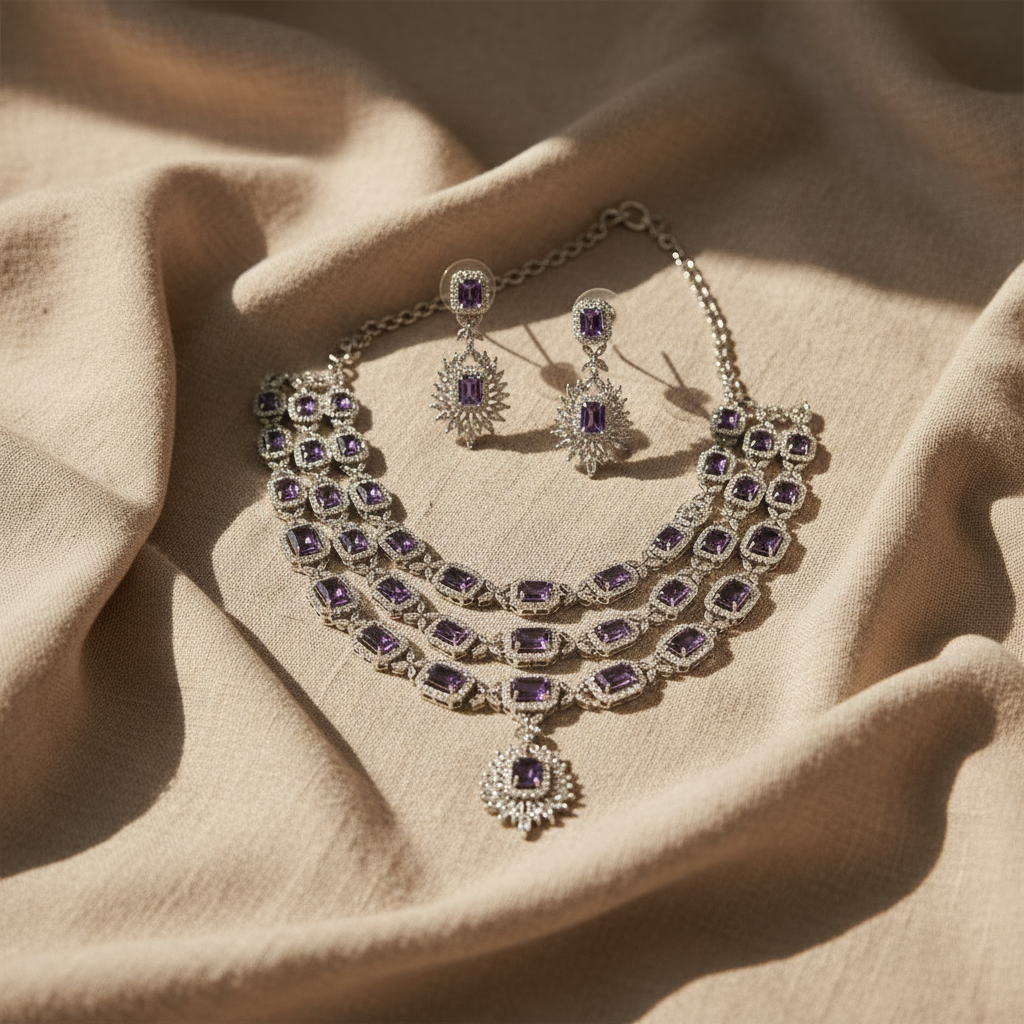 Luxe Layered AD Necklace (Purple)