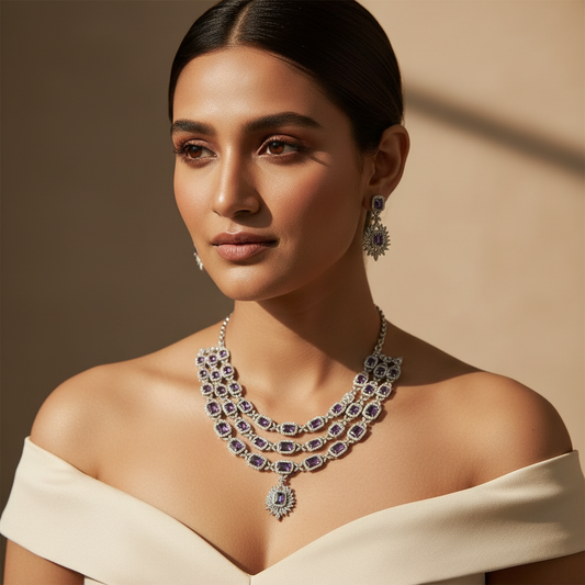 Luxe Layered AD Necklace (Purple)